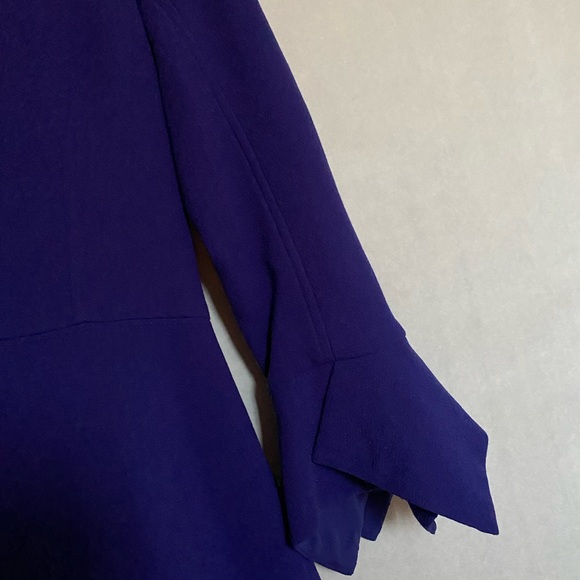 Lela Rose Royal Blue Purple Wool Bell Sleeve Sheath Dress 6 NWOT Designer Office - Picture 7 of 7